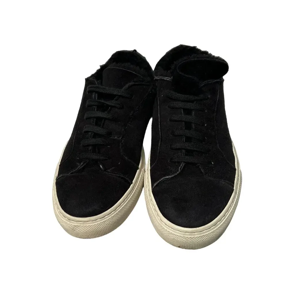 Common Projects Sneakers Size US 6.5 EU 37 Sherpa Suede Fuzzy Black Low‎ Lace Up